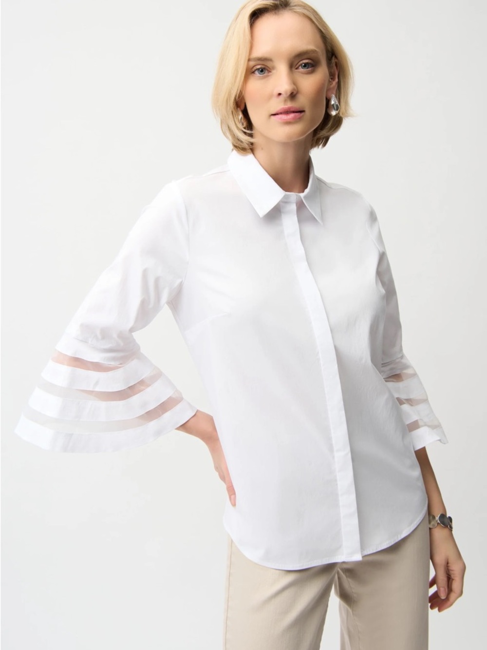 Anne Fontaine Panama Shirt White Button Down Organza Blouse Womens 42 / US 10